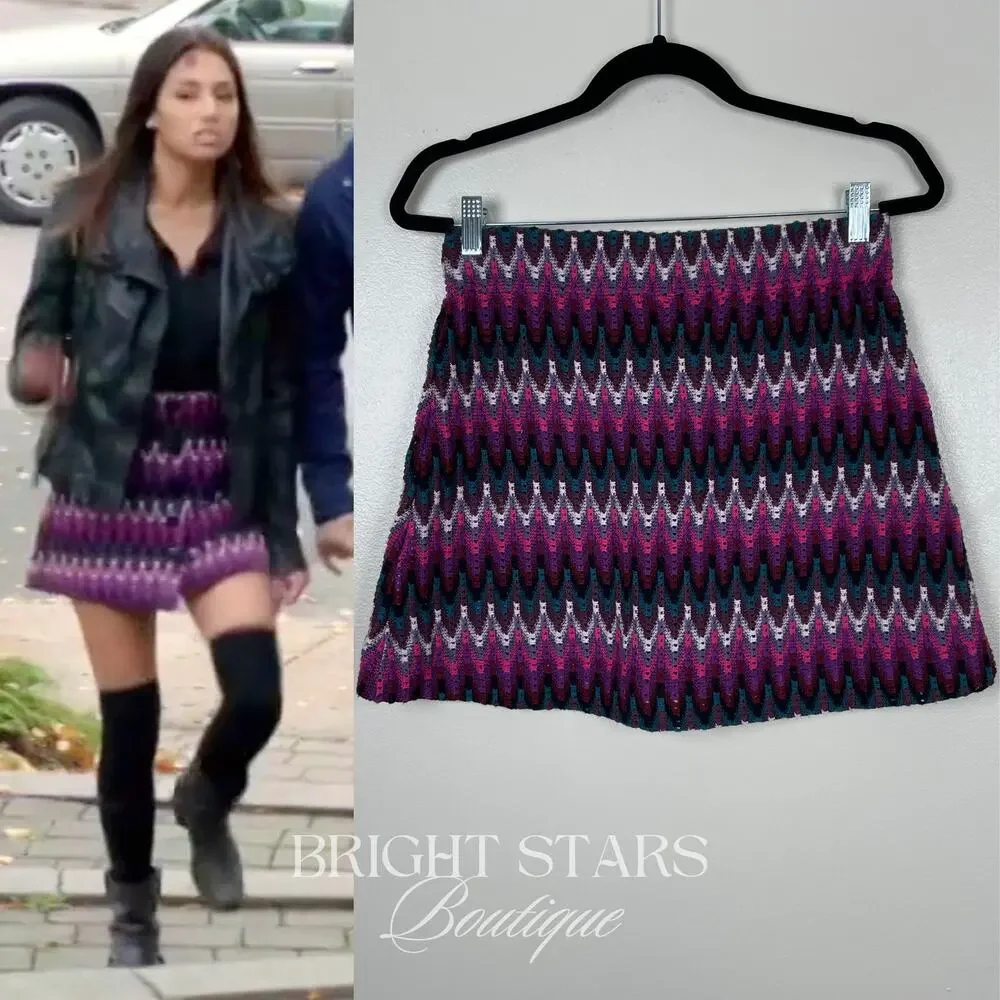 Rare Purple Chevron Mini Skirt ASO Sally Malik Being Human Meaghan Rath Bohemian
